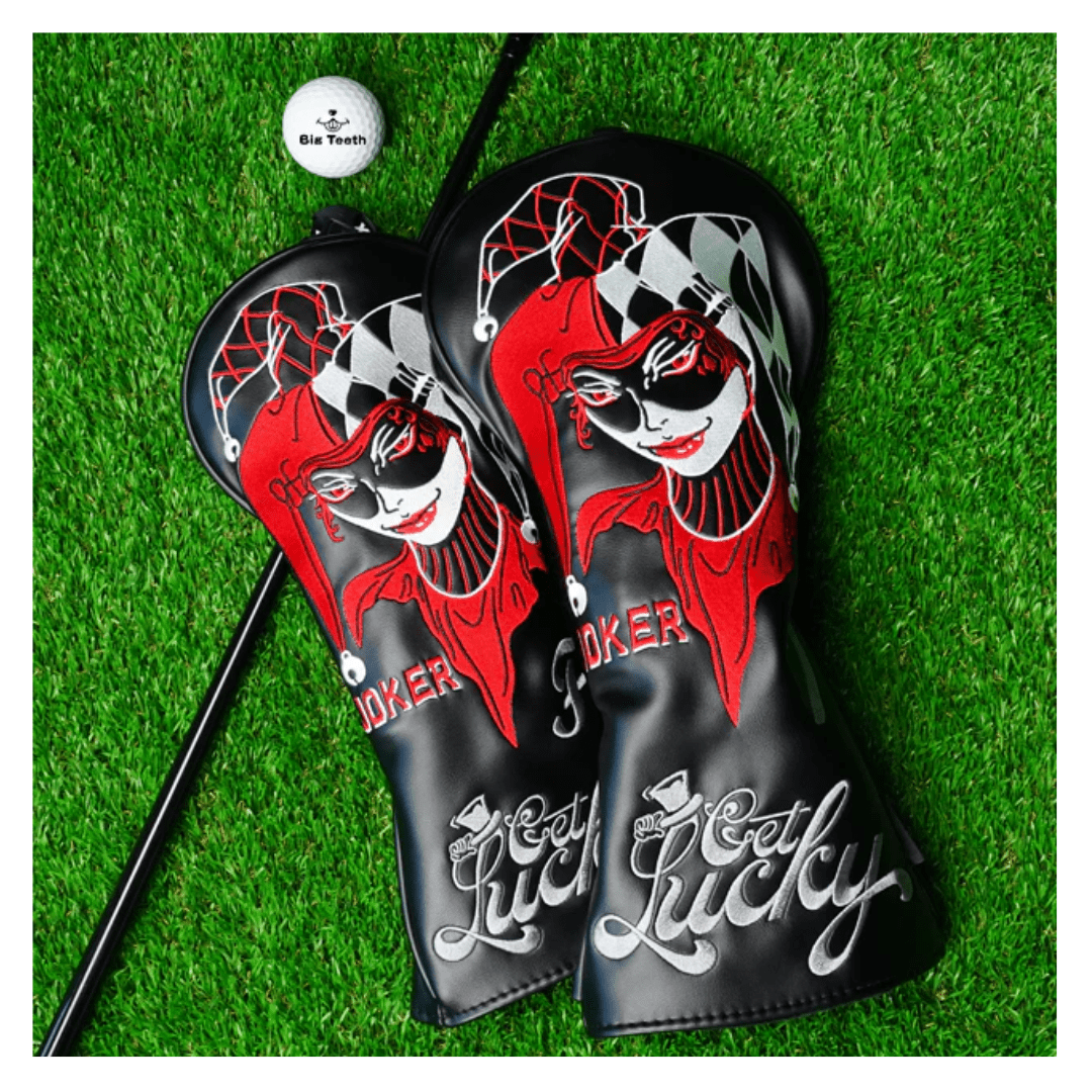 BLACK JOKER CLOWN FEMALE WOOD GOLF HEADCOVERS - Funky HeadcoversBLACK JOKER CLOWN FEMALE WOOD GOLF HEADCOVERSFunky HeadcoversFunky Headcovers6010518DRIVERBLACK JOKER CLOWN FEMALE WOOD GOLF HEADCOVERS