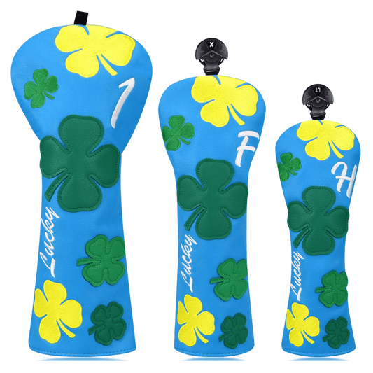 BLUE CLOVER GOLF HEAD COVER SET - Funky HeadcoversBLUE CLOVER GOLF HEAD COVER SETFunky HeadcoversFunky Headcovers6008750FAIRWAYBLUE CLOVER GOLF HEAD COVER SET