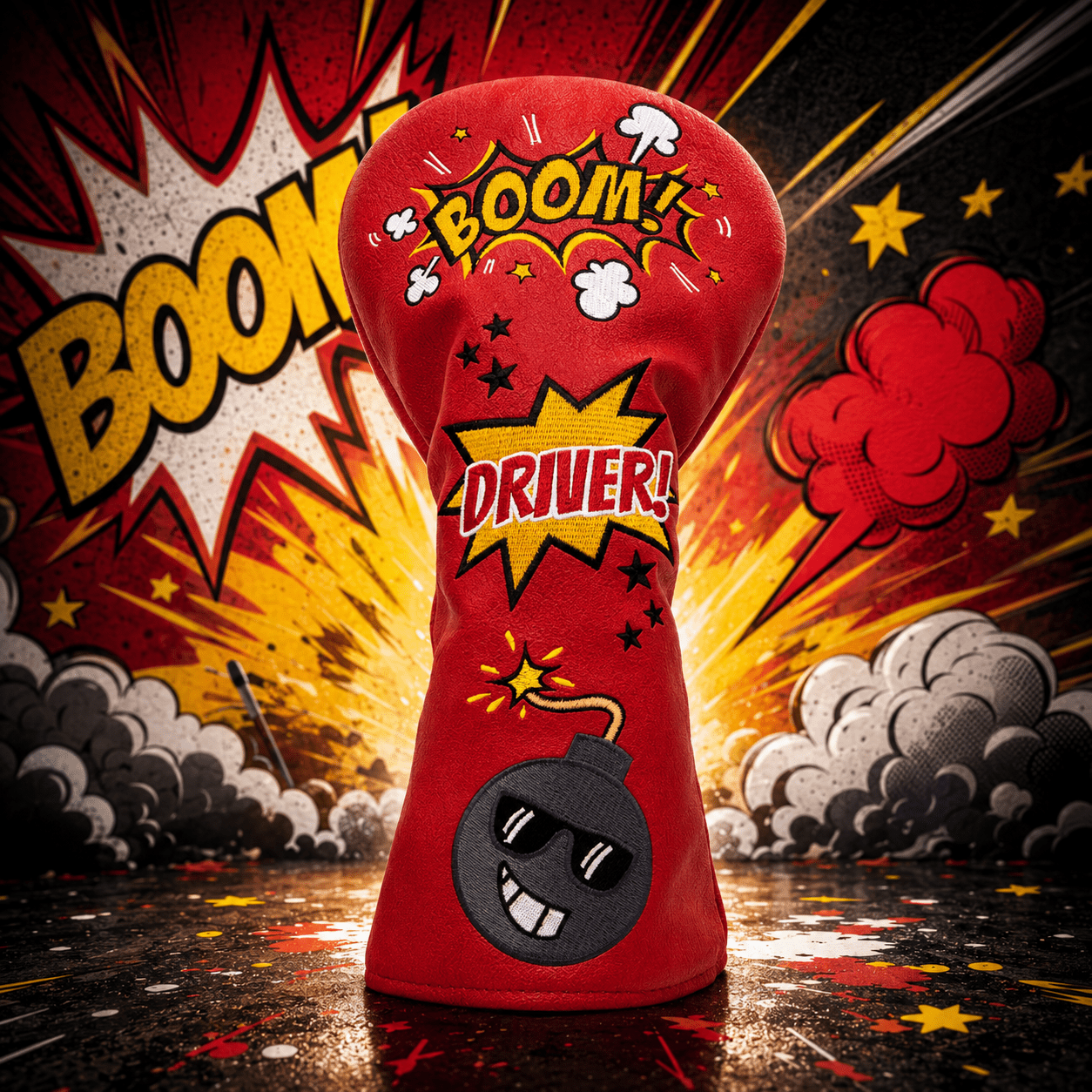 BOOM RED HEADCOVER - Funky HeadcoversBOOM RED HEADCOVERHeadcoverFunky HeadcoversFunky HeadcoversDriverBOOM RED HEADCOVER