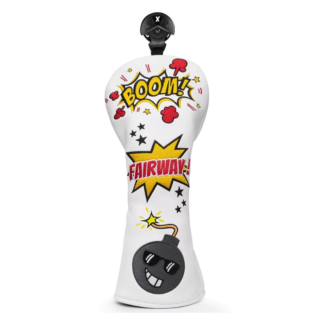 BOOM WHITE HEADCOVERS - Funky HeadcoversBOOM WHITE HEADCOVERSHeadcoverFunky HeadcoversFunky HeadcoversBOOM WHITE HEADCOVERS