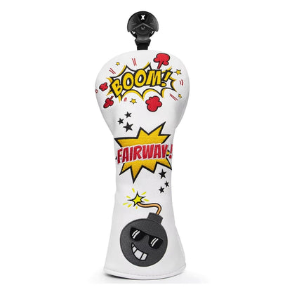 BOOM WHITE HEADCOVERS - Funky HeadcoversBOOM WHITE HEADCOVERSHeadcoverFunky HeadcoversFunky HeadcoversBOOM WHITE HEADCOVERS