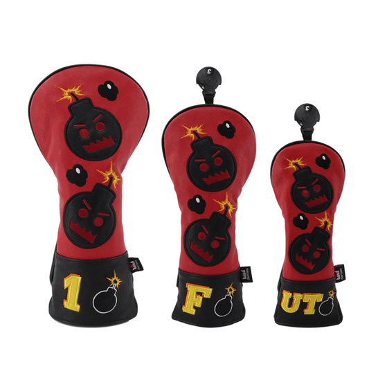 RED BLACK LEATHER ANGRY BOMBS GOLF HEADCOVERS - Funky HeadcoversRED BLACK LEATHER ANGRY BOMBS GOLF HEADCOVERSFunky HeadcoversFunky Headcovers6004300DRIVERRED BLACK LEATHER ANGRY BOMBS GOLF HEADCOVERS