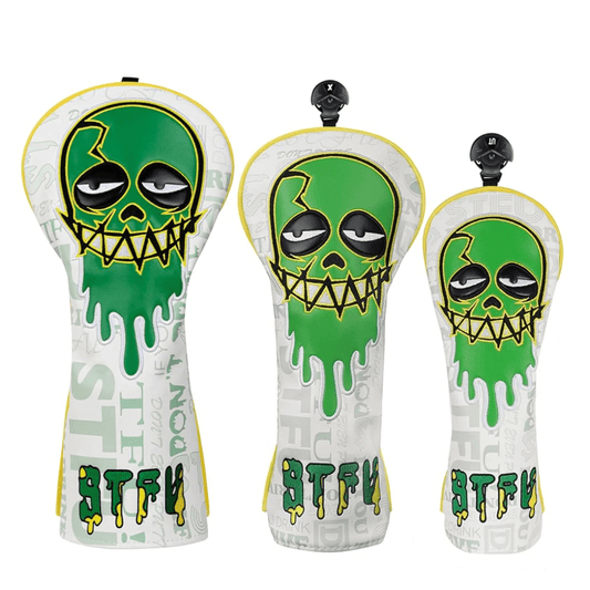 WHITE GREEN SKULL EMBROIDERED GOLF HEAD COVER SET WITH IRON SUCTION - Funky HeadcoversWHITE GREEN SKULL EMBROIDERED GOLF HEAD COVER SET WITH IRON SUCTIONFunky HeadcoversFunky Headcovers6010331DRIVERWHITE GREEN SKULL EMBROIDERED GOLF HEAD COVER SET WITH IRON SUCTION