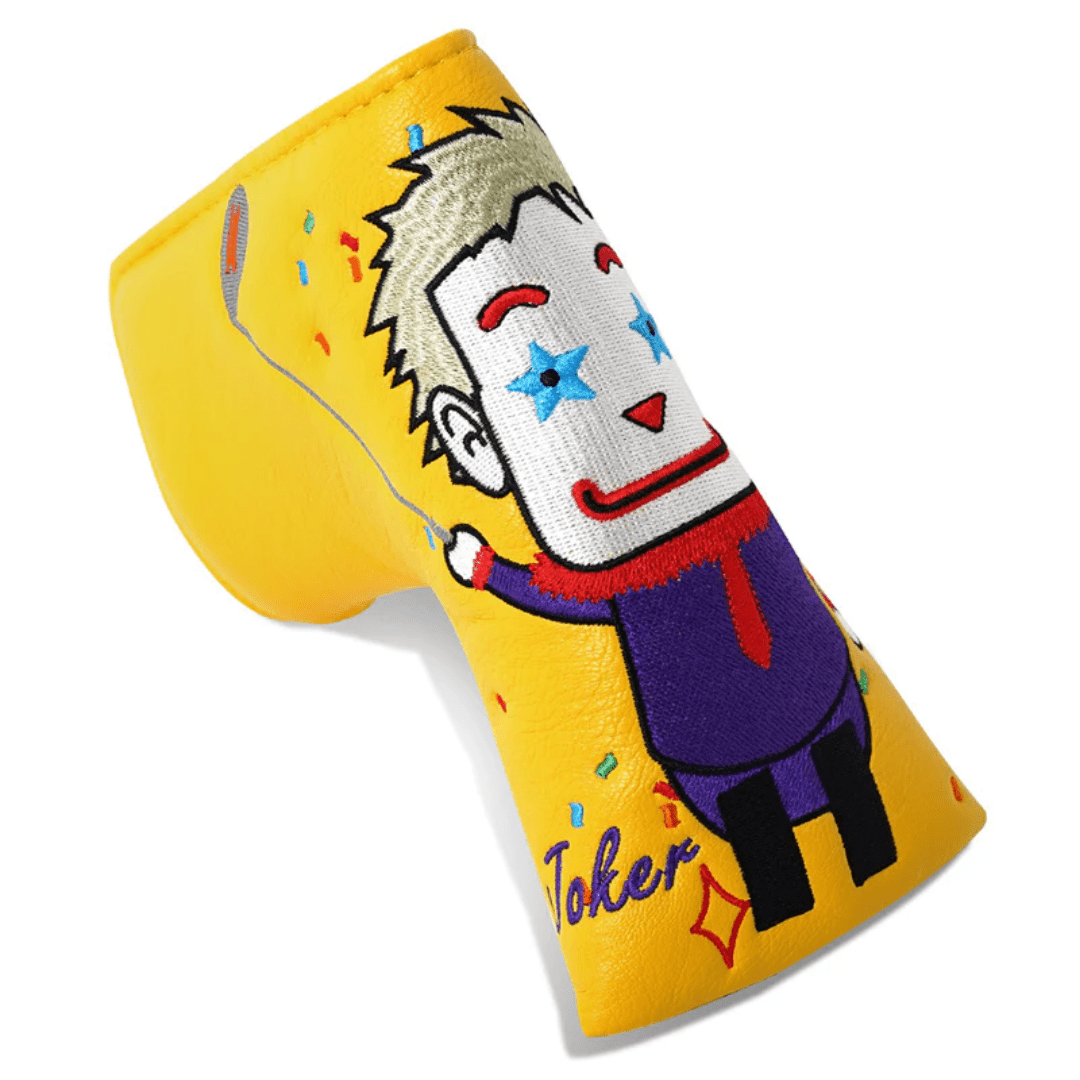 YELLOW PU LEATHER CLOWN MAN GOLF CLUB BLADE PUTTER HEAD COVER - Funky HeadcoversYELLOW PU LEATHER CLOWN MAN GOLF CLUB BLADE PUTTER HEAD COVERFunky HeadcoversFunky HeadcoversB6008836YELLOW PU LEATHER CLOWN MAN GOLF CLUB BLADE PUTTER HEAD COVER